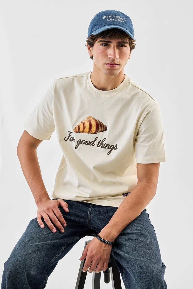 SNITCH Croissant Regular Fit Graphic T-Shirt